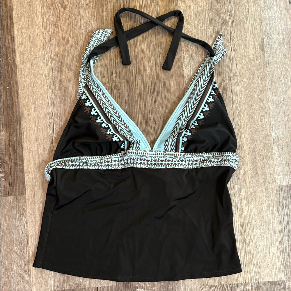 Athleta Black and Light Blue Halter Top